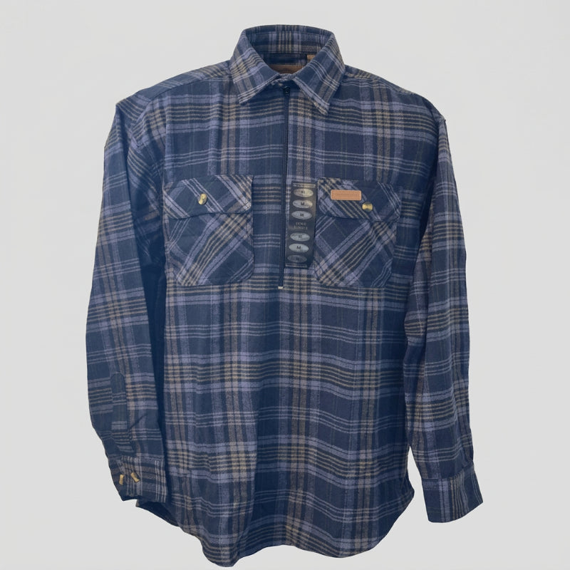 Hickory Shirt Co. Brawny 1/4 Zip Long Sleeve Shirt in Blue-Willapa Outdoor