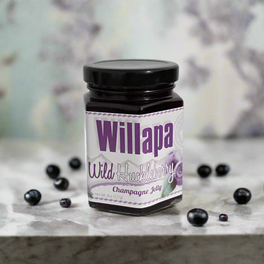Huckleberry Champagne Jelly 8oz – Elegant Wild Berry Spread-Willapa Outdoor