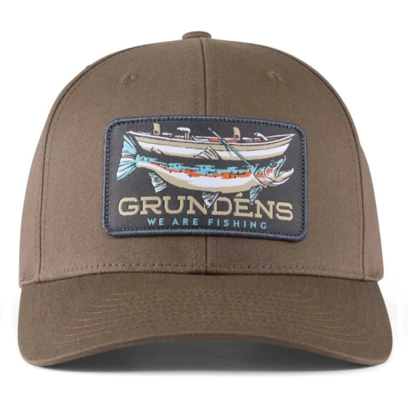 Grunden's Drift Boat Trucker Hat Charcoal & Driftwood Colors - Willapa Marine & Outdoor