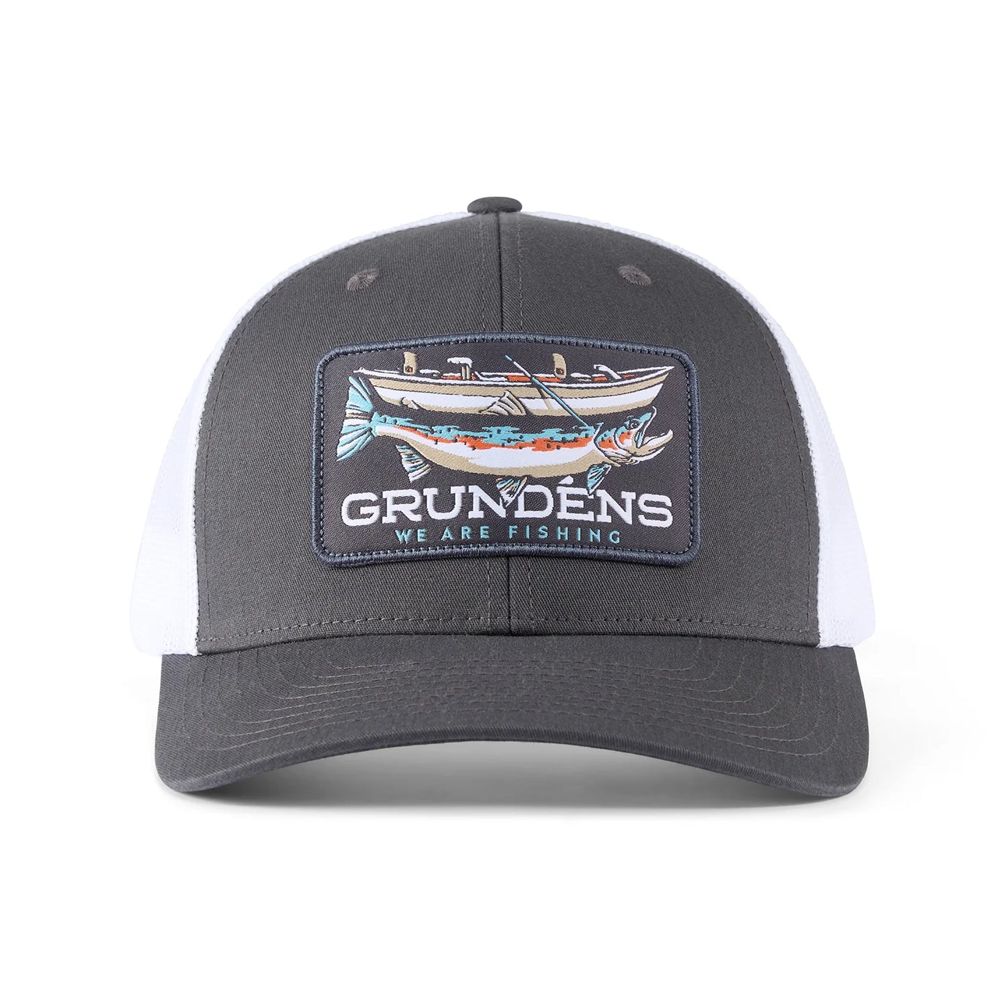Grunden's Drift Boat Trucker Hat Charcoal & Driftwood Colors