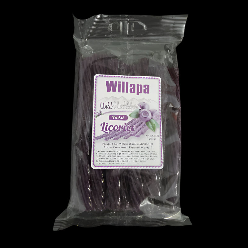 Huckleberry packaged licorice with Willapa branding