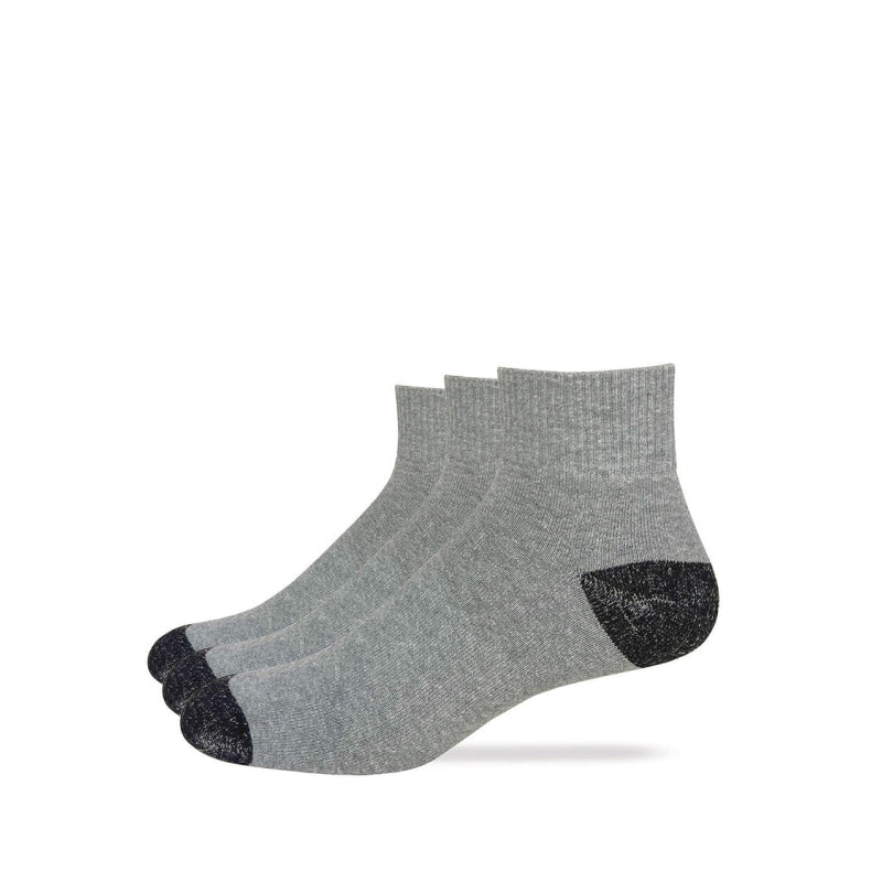 Pair of gray socks with black toes and heels on a white background. Willapa Outdoor