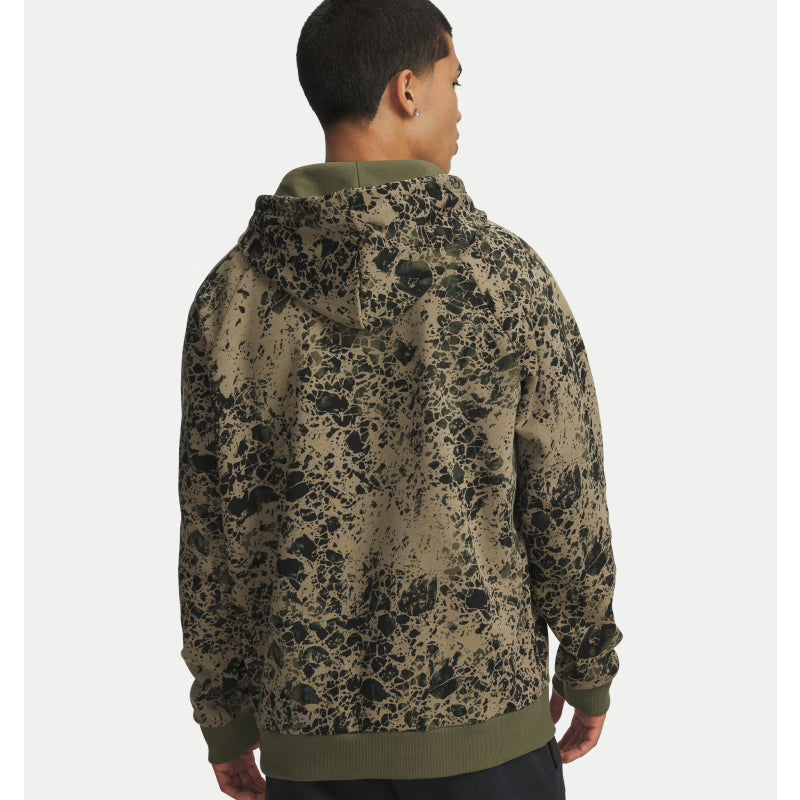 Person wearing a camouflage hoodie from behind on a white background-Willapa Outdoor