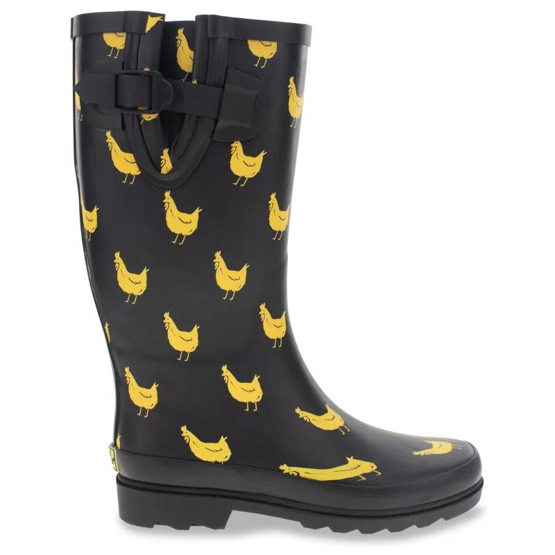 Women's rain boots with chickens on them best sale