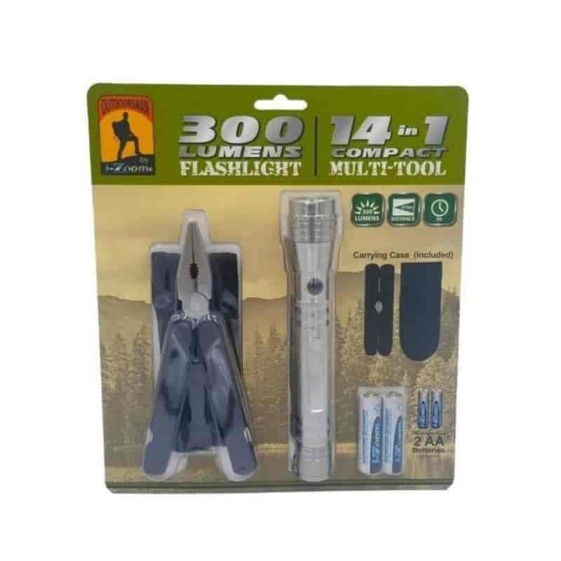300 Lumens Flashlight & 14 In 1 Compact Multi-Tool - Willapa Outdoor