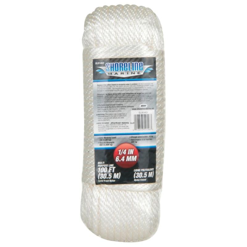 Nylon Rope 1/2 Solid Braid x 100ft White