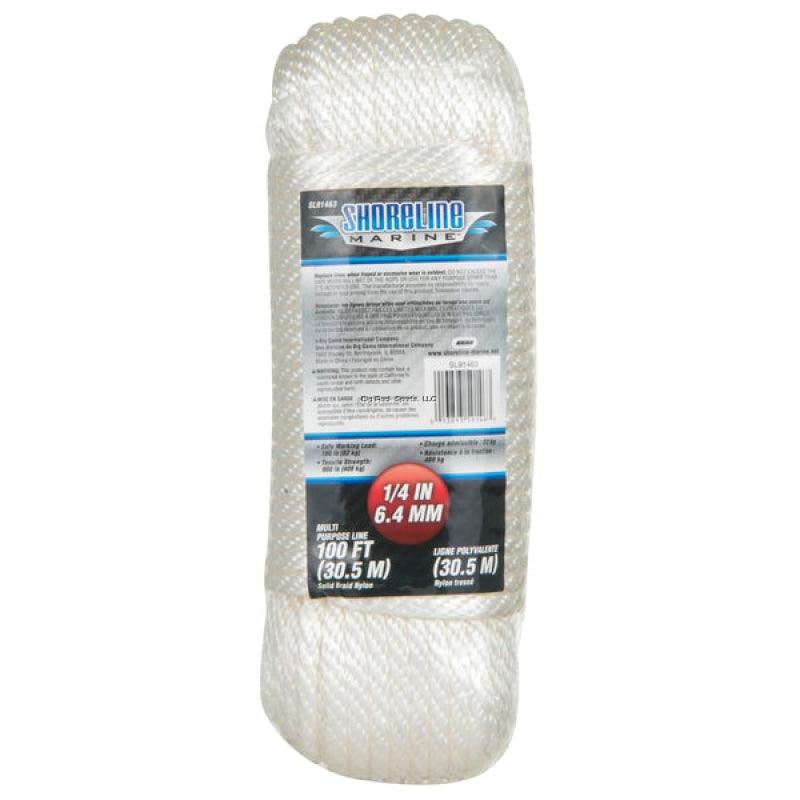 Shoreline Marine Solid Braid Nylon Multi-Purpose Line-1/4 in x 100 ft.-White - Willapa Marine & Outdoor