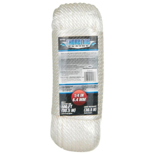 Shoreline Marine Solid Braid Nylon Multi-Purpose Line-1/4 in x 100 ft.-White - Willapa Marine & Outdoor