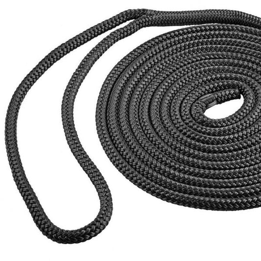 Shoreline Marine Double Braided Nylon Dock Line - 3/8 in x 15 ft - Black - Willapa Marine & Outdoor