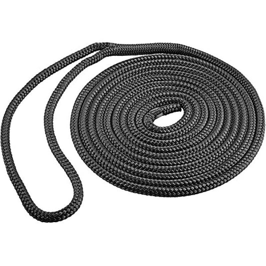 Shoreline Marine Double Braid Nylon Dock Line - 1/2 in x 15 ft - Black - Willapa Marine & Outdoor