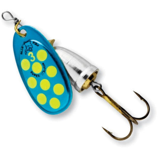 Blue Fox Painted Blade Vibrax Spinner - Blue/Fluorescent Yellow/Silver - Willapa Marine & Outdoor
