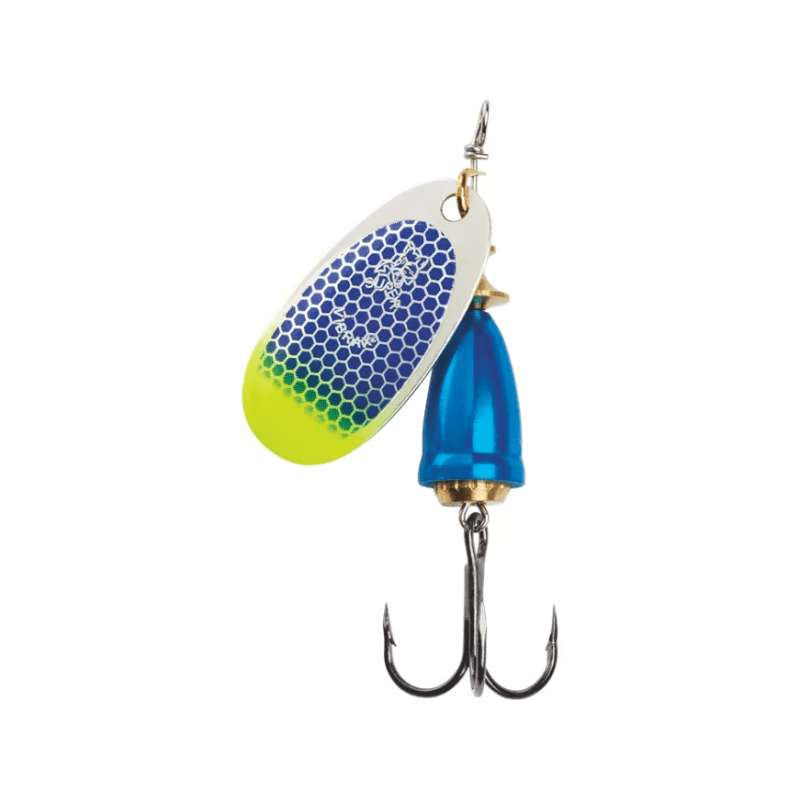 blue fox fish hooks Blue Fox Classic Vibrax Spinner Blue Scale Chartreuse Tip UV; 4