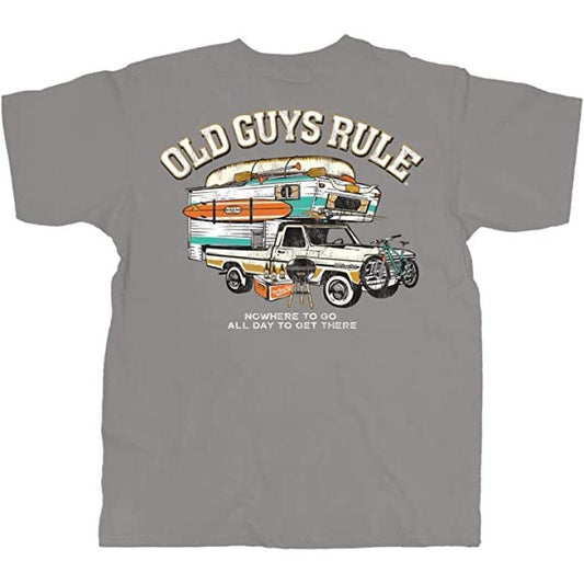 OLD GUYS RULE T-Shirt - Nowhere Vacation - Gravel - Willapa Marine & Outdoor