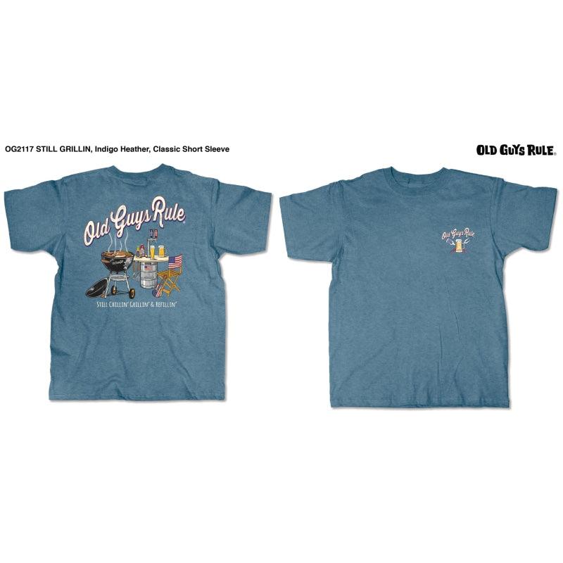 OLD GUYS RULE T-Shirt - Still Grillin - Indigo Heather - Willapa Marine & Outdoor