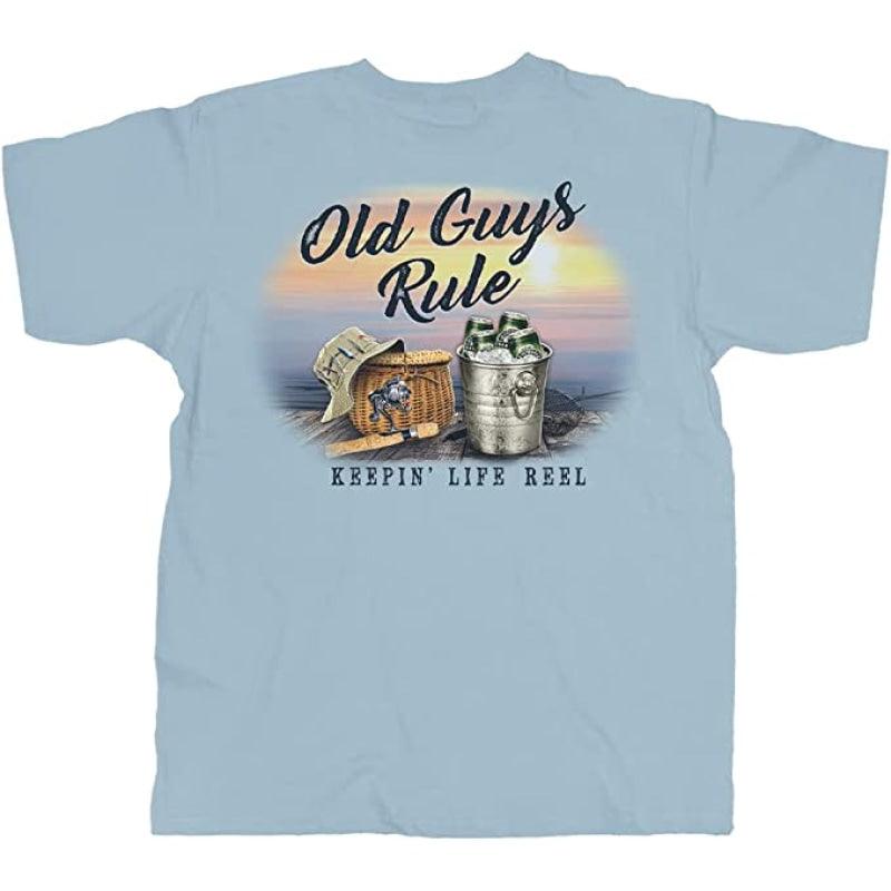 OLD GUYS RULE T-Shirt - Keepin' Life Reel - Light Blue - Willapa Outdoor –  Willapa Marine & Outdoor