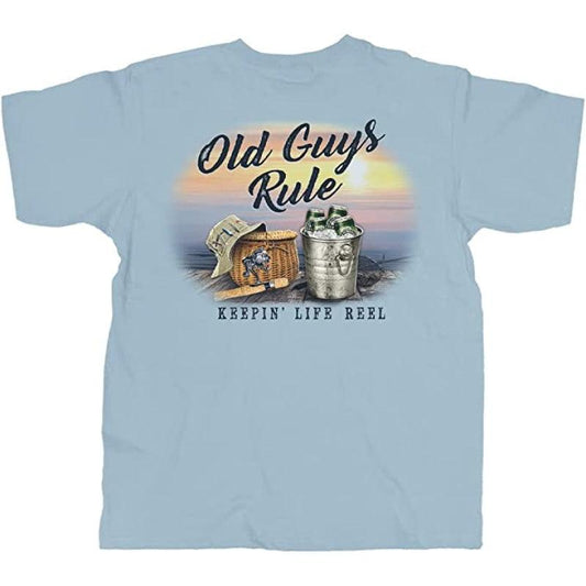 OLD GUYS RULE T-Shirt - Keepin' Life Reel - Light Blue - Willapa Marine & Outdoor