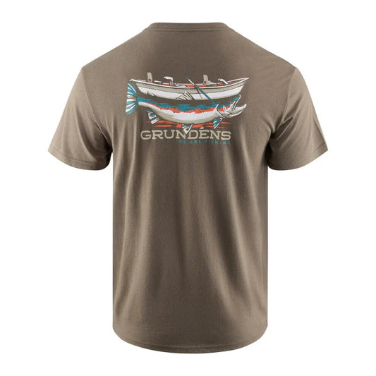 Grundens Drift Boat Fishing T-Shirt - Custom Trout Design
