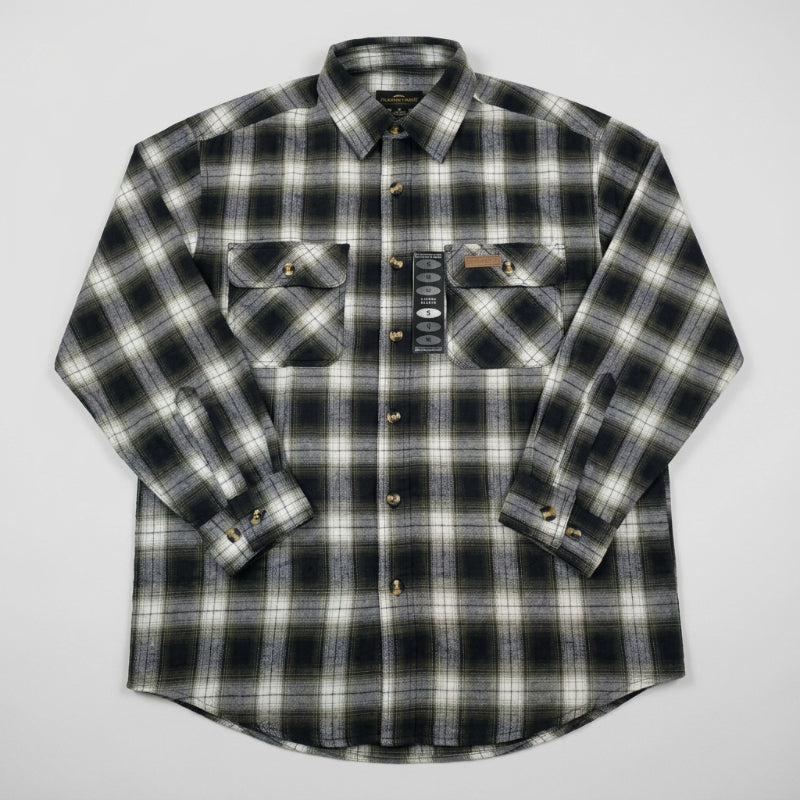 Hickory Shirt Co Lightweight Button-Front Plaid Flannel Shirt in Green/Blue-Willapa Outdoor