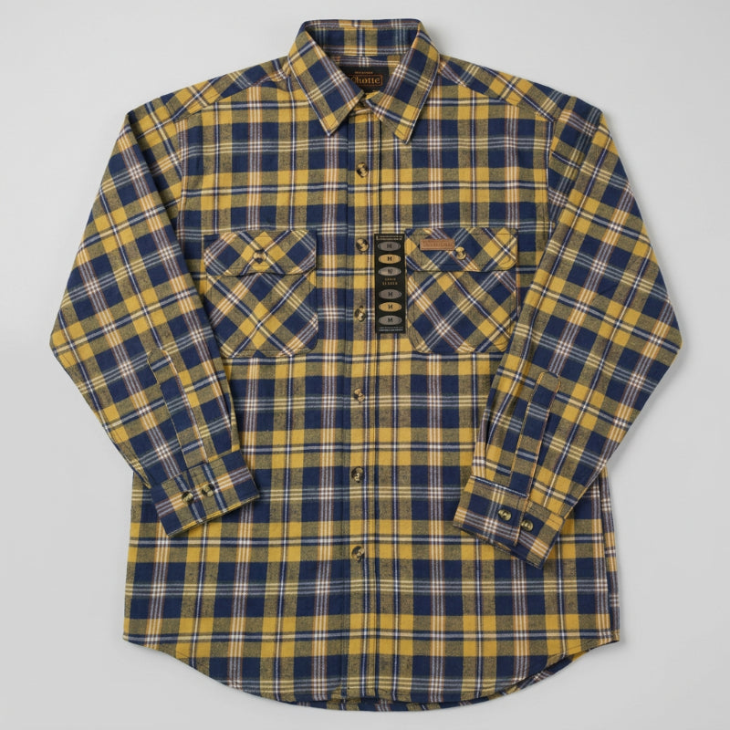 Hickory Shirt Co Lightweight Button-Front Plaid Flannel Shirt in Yellow/Blue-Willapa Outdoor
