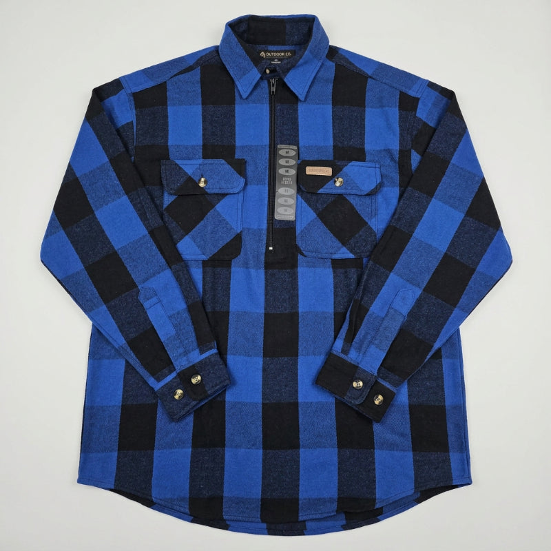Hickory Shirt Co Buffalo Plaid Brawny 1/4 shirt in Blue/Black-Willapa Marine & Outdoor