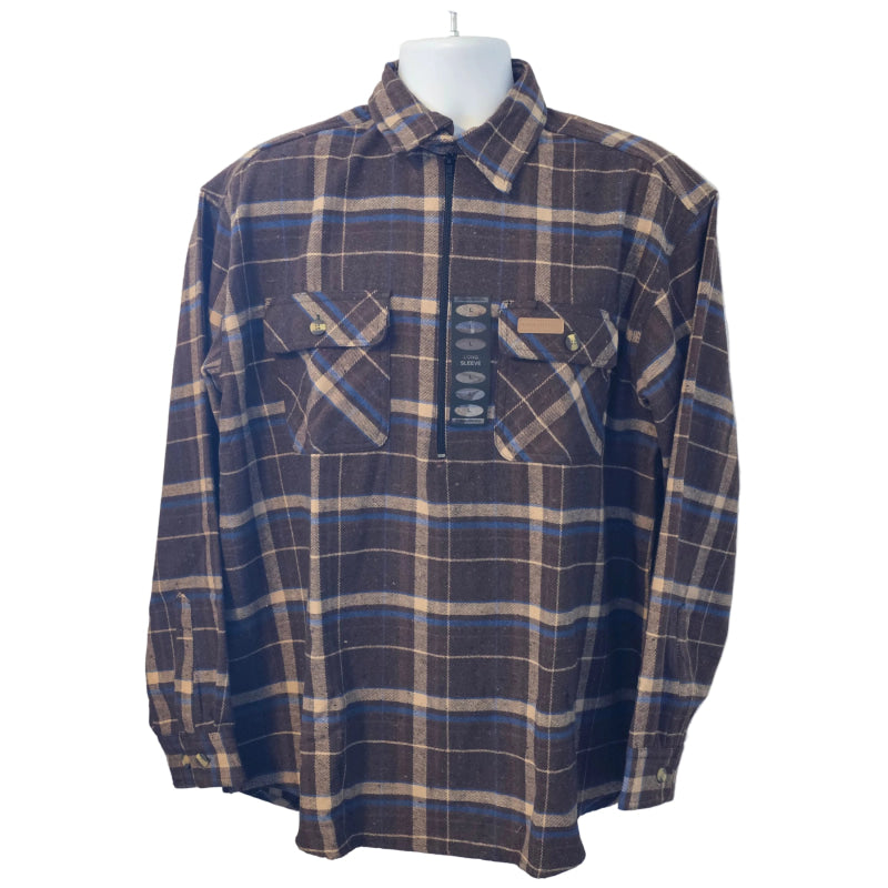 Folded plaid shirt on a white background