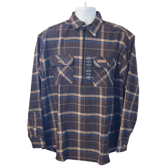 Folded plaid shirt on a white background