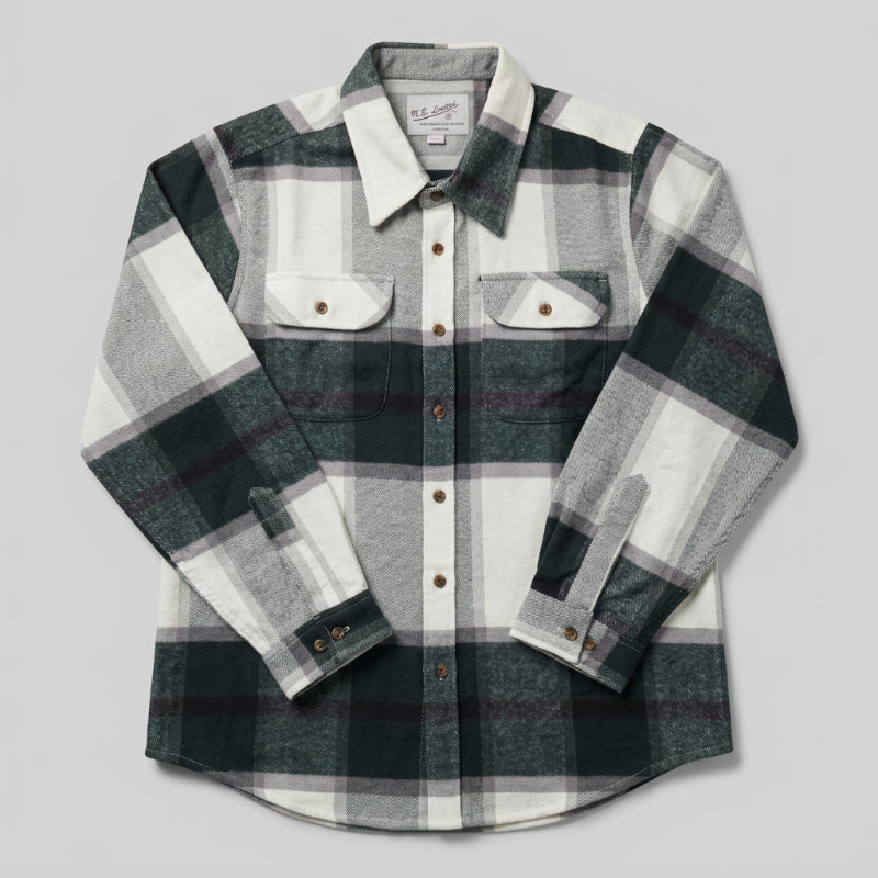 Northern Expedition Limited Ladies Classic Brawny Shirt in green/white-Willapa Outdoor