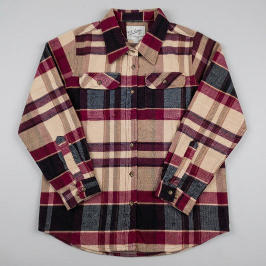 Northern Expedition Limited Ladies Classic Brawny Shirt in maroon/tan-Willapa Outdoor