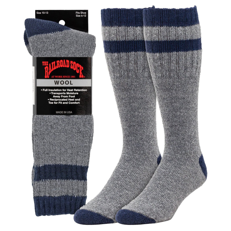 Railroad Men's Wool Socks in navy - Willapa Outdoor