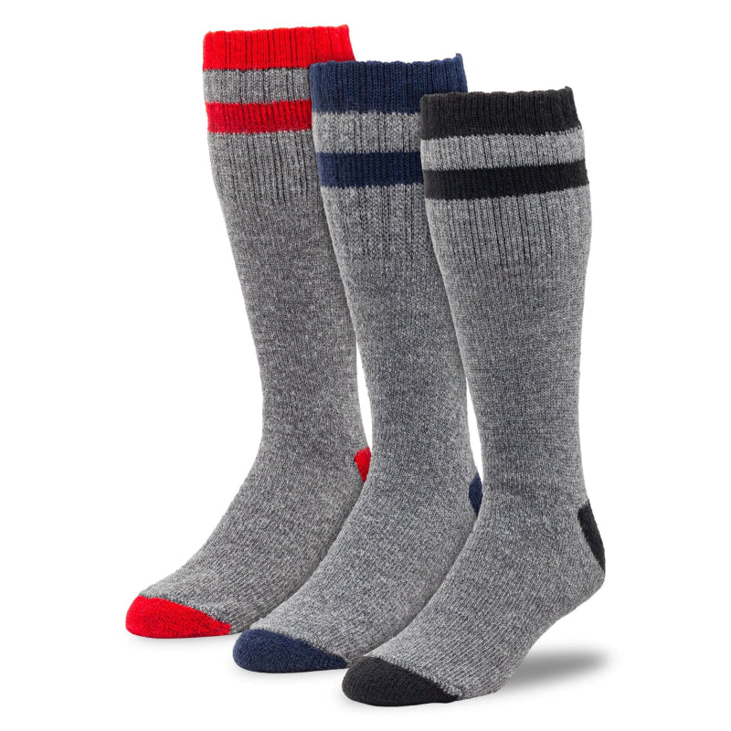 Railroad Men's Wool Socks in black, navy and red - Willapa Outdoor
