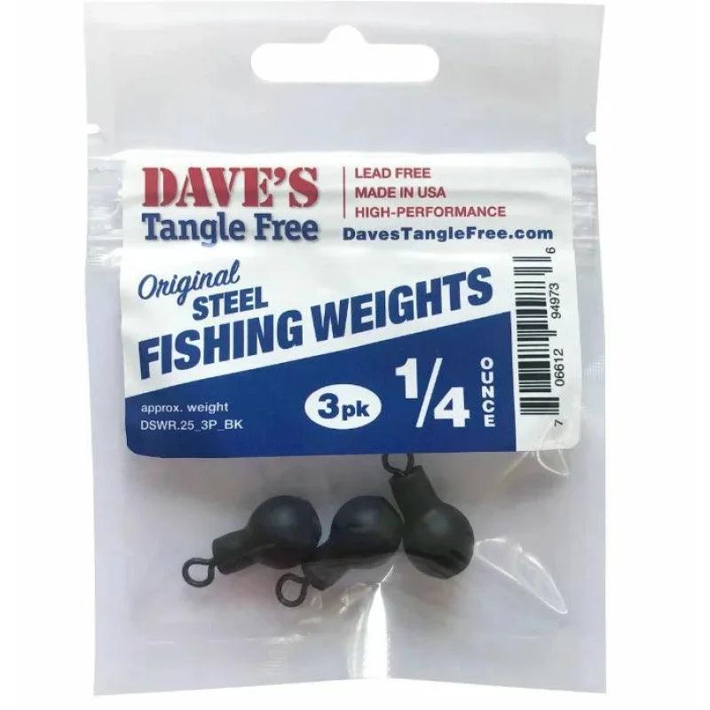 Dave's Tangle Free Steel Round Fishing Weights | Grab-n-Go Packs (Smaller Sizes) - Willapa Outdoor