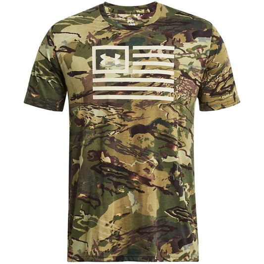 Camouflage t-shirt with a flag design on a white background-Willapa Outdoor