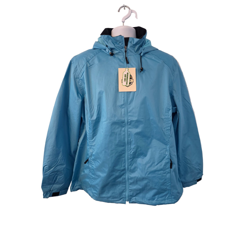 Blue jacket on a white surface with a visible brand label. Willapa Outdoor