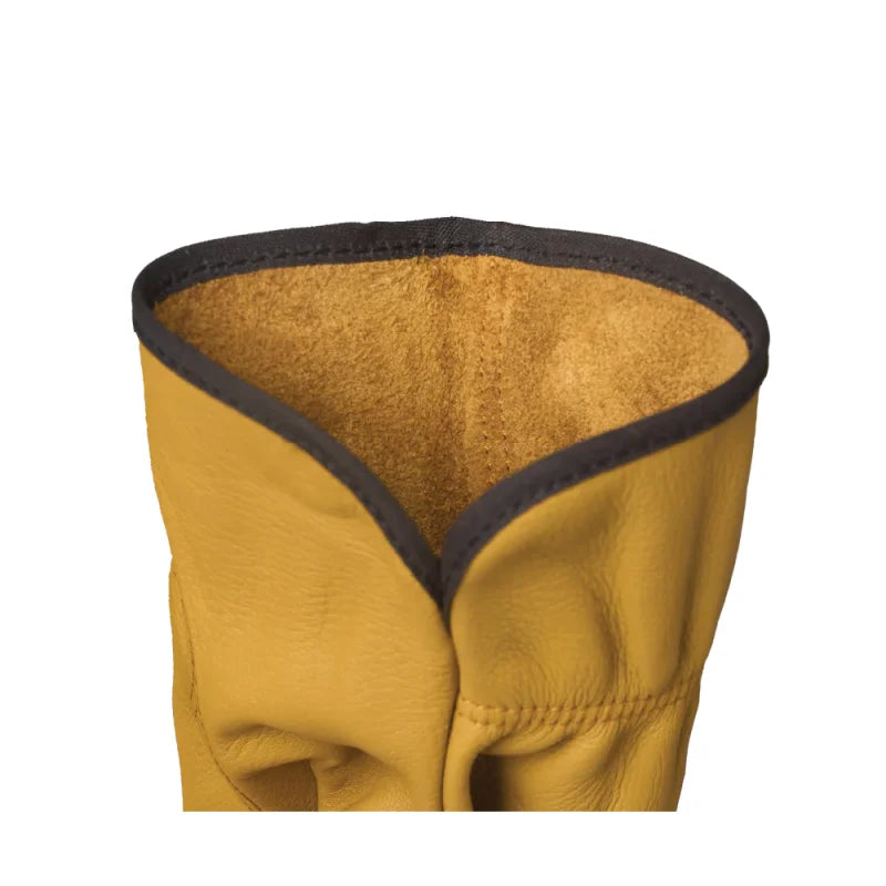 Light brown leather glove with black interior lining on a white background-Willapa Outdoor