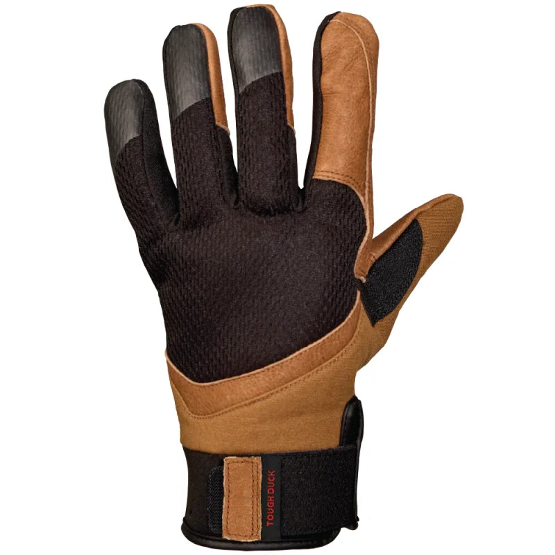 Brown and black glove with 'Tough Duck' branding on a white background-Willapa Outdoor
