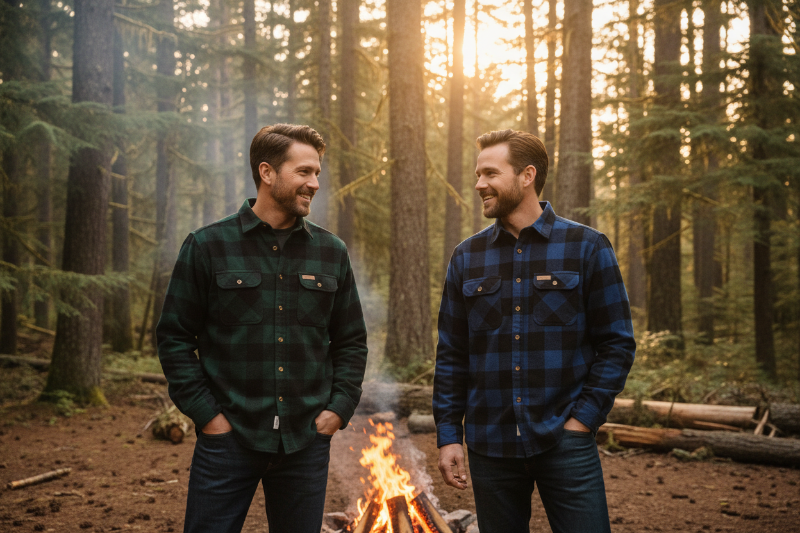 Buffalo Plaid Flannel - Green & Blue PNW Camping