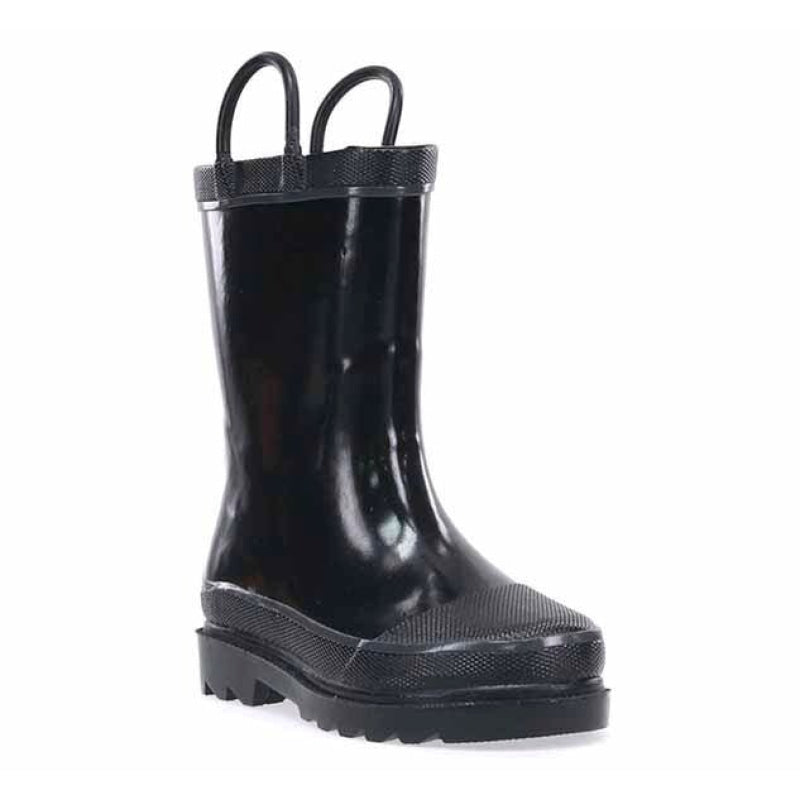 Black rain boot on a white background-Willapa Outdoor
