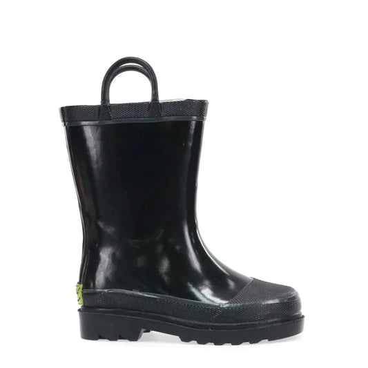 Black rain boot with a handle on a white background-Willapa Outdoor