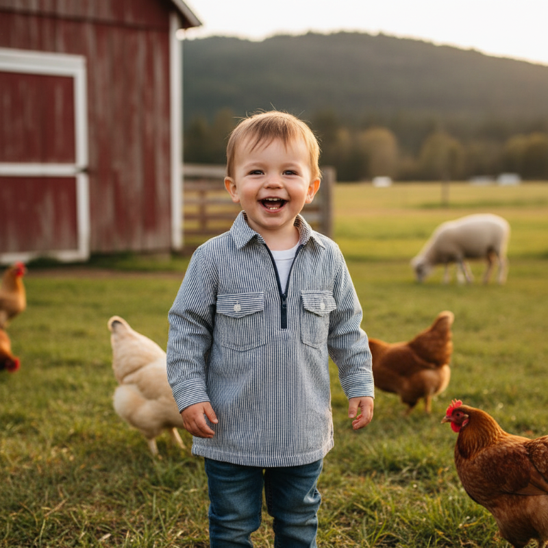 Kids Hickory Stripe Shirt - PNW Farm