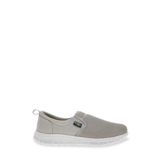 Gray slip-on shoe with white sole on a white background-Willapa Outdoor