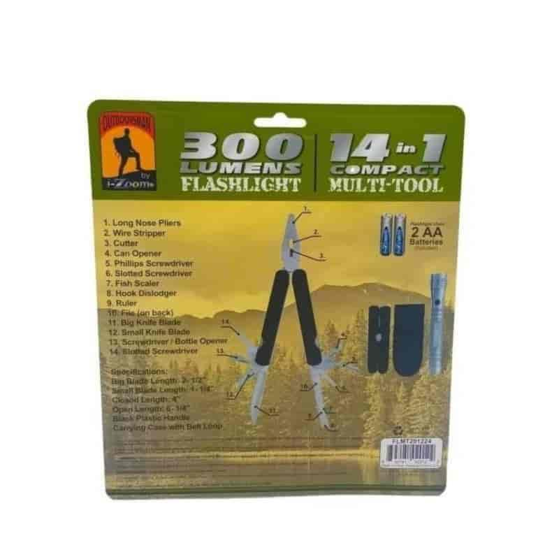 300 Lumens Flashlight & 14 In 1 Compact Multi-Tool - Willapa Outdoor