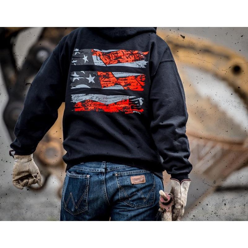 SafetyShirtz - Old Glory Stealth Safety Hoodie - Red/Reflective/Gray/Black - Willapa Marine & Outdoor