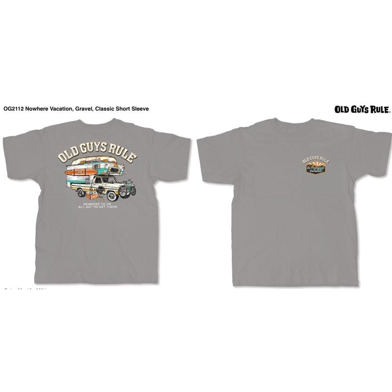 OLD GUYS RULE T-Shirt - Nowhere Vacation - Gravel - Willapa Outdoor