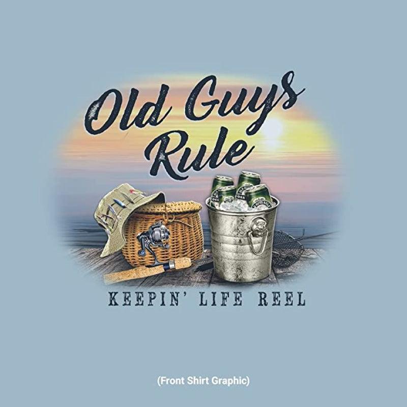 OLD GUYS RULE T-Shirt - Keepin' Life Reel - Light Blue - Willapa Marine & Outdoor
