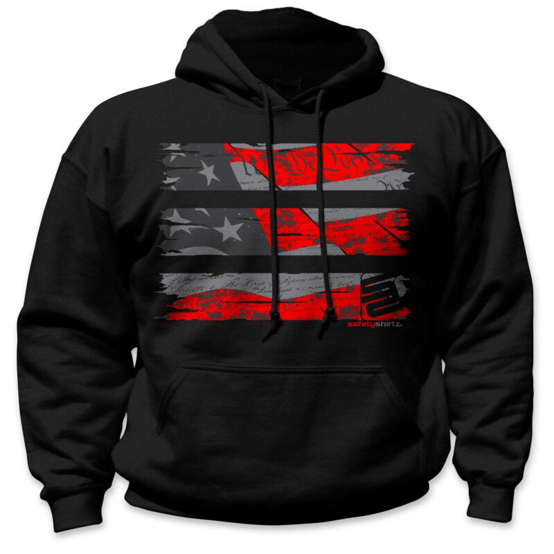 SafetyShirtz - Old Glory Stealth Safety Hoodie - Red/Reflective/Gray/Black - Willapa Marine & Outdoor