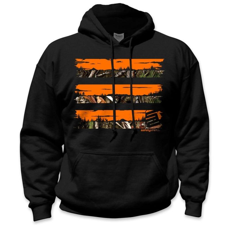 SafetyShirtz - PNW Camo Safety Hoodie - Orange/Camo/Black - Willapa Marine & Outdoor
