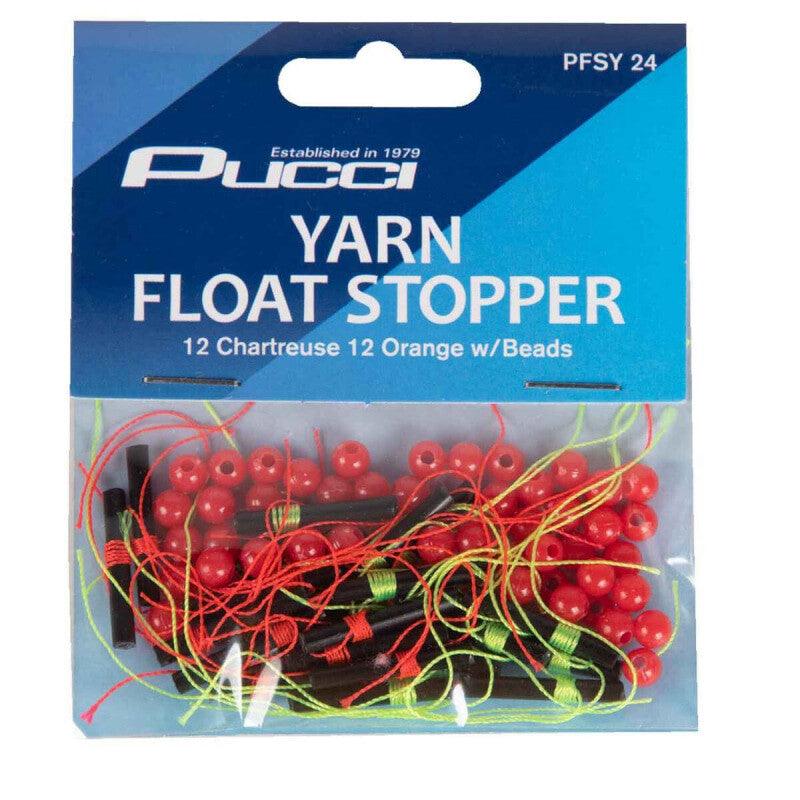 Pucci PFSY-24 Float Stopper 24Pk - Chartreuse & Orange Yarn w/Beads - Willapa Marine & Outdoor